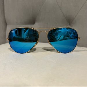RAY-BANS POLARIZED Blue Mirror Flash Lens Aviators